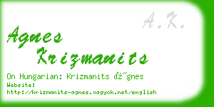 agnes krizmanits business card